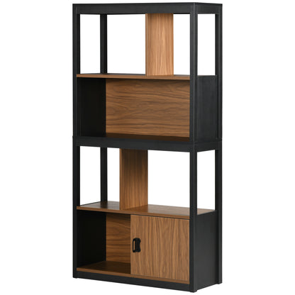 Bookshelf Storage Shelf Furniture 4 Levels and 1 Door for Living Room Bedroom Office 76.5 x 30 x 150 cm