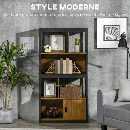 Bookshelf Storage Shelf Furniture 4 Levels and 1 Door for Living Room Bedroom Office 76.5 x 30 x 150 cm
