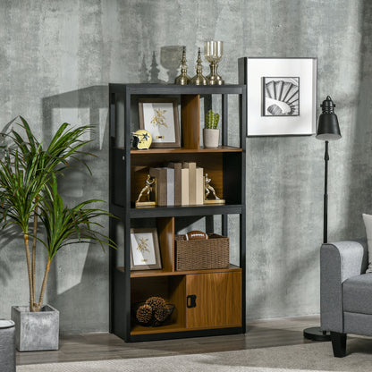 Bookshelf Storage Shelf Furniture 4 Levels and 1 Door for Living Room Bedroom Office 76.5 x 30 x 150 cm