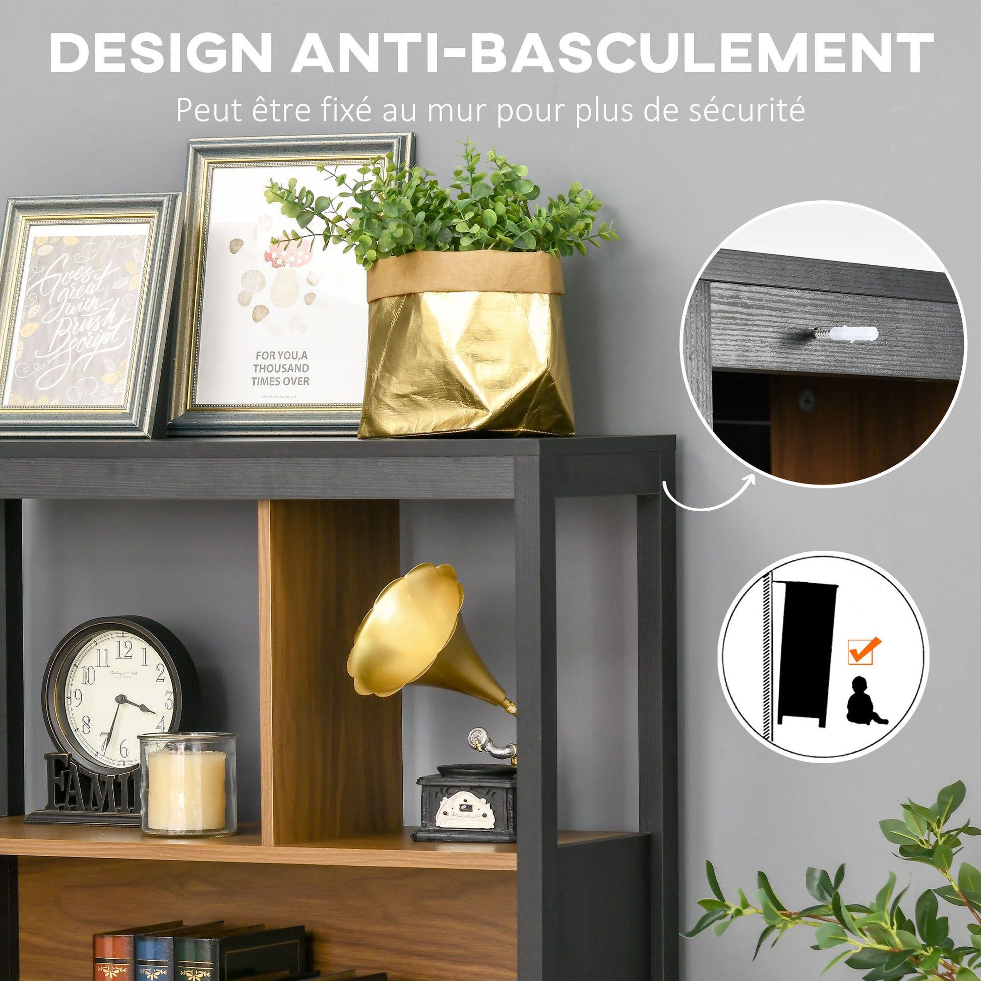 Bookshelf Storage Shelf Furniture 4 Levels and 1 Door for Living Room Bedroom Office 76.5 x 30 x 150 cm