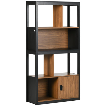 Bookshelf Storage Shelf Furniture 4 Levels and 1 Door for Living Room Bedroom Office 76.5 x 30 x 150 cm
