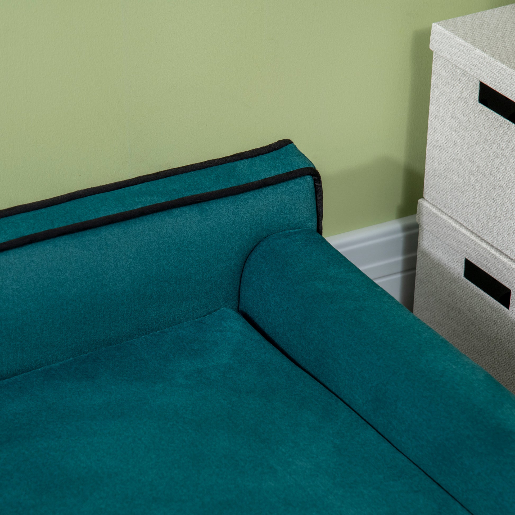 Scandinavian Design Sofa for Dog Cat with Fluffy Removable Cushion Solid Wood Legs 100 x 62 x 32 cm Duck Blue