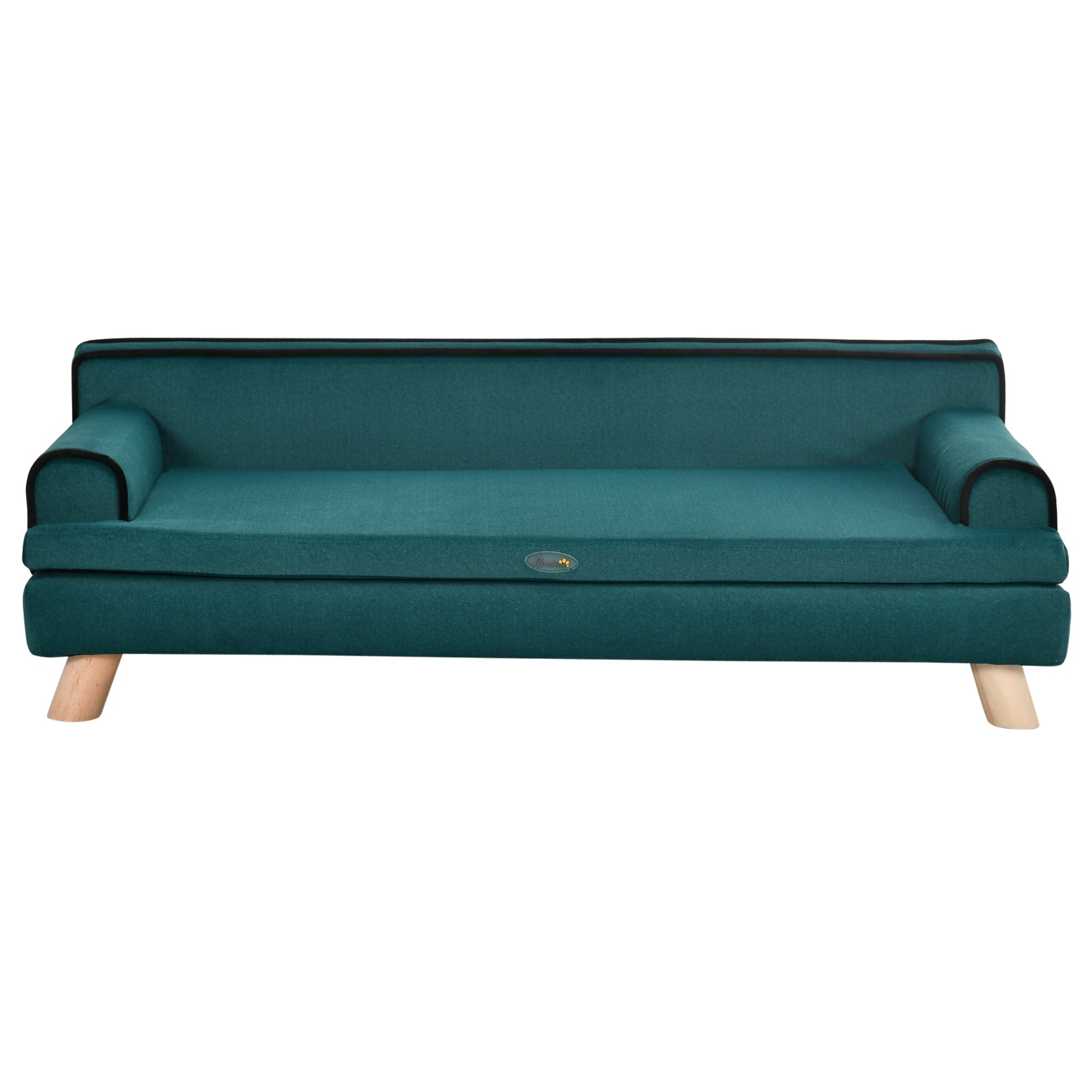 Scandinavian Design Sofa for Dog Cat with Fluffy Removable Cushion Solid Wood Legs 100 x 62 x 32 cm Duck Blue