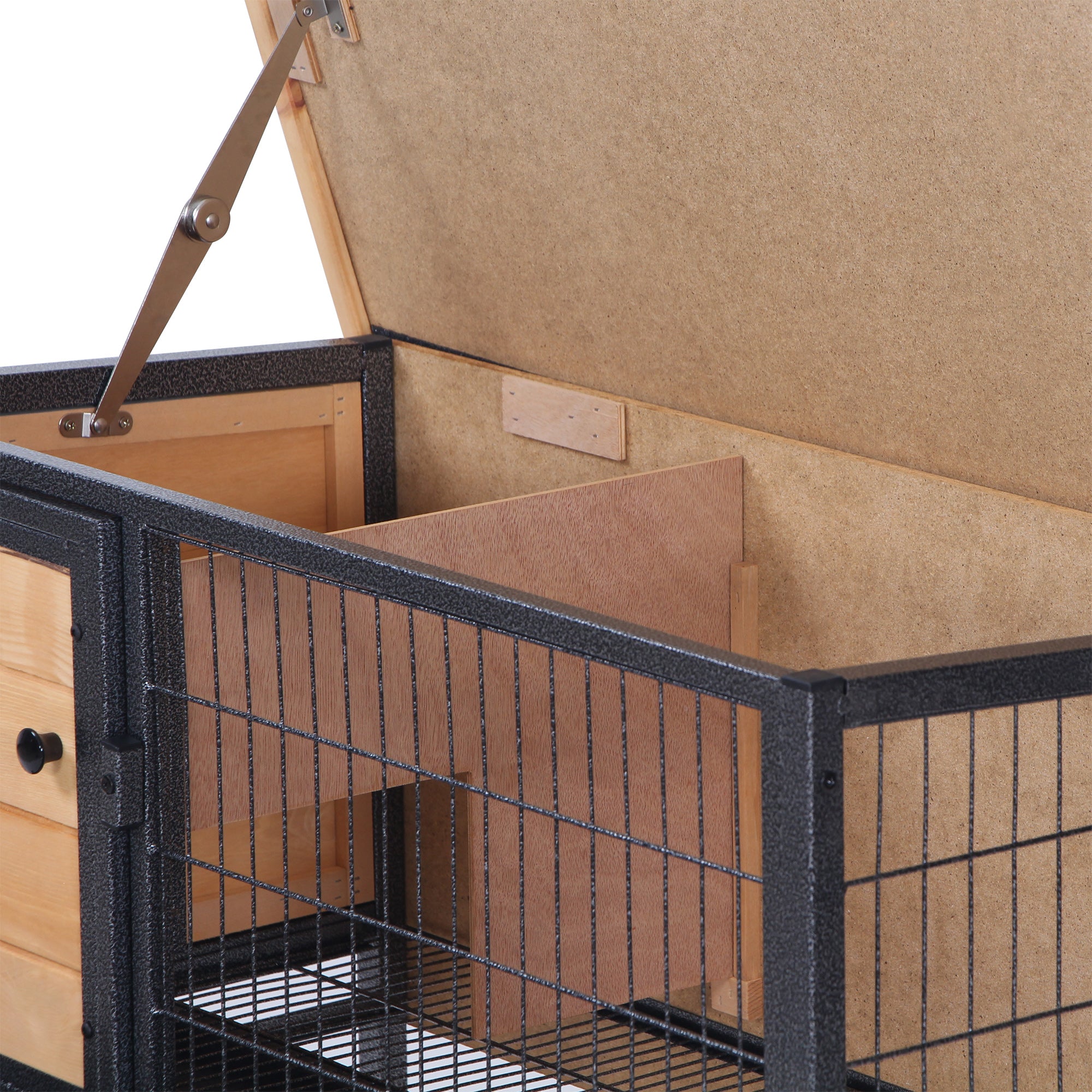 Wooden Rabbit Cage on Legs, Outdoor Hutch for Rodents, Guinea Pigs with Opening Roof - dim. 91.5L x 45W x 70H cm