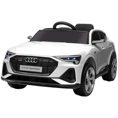 Electric Kids Car 12V Electric Vehicle Audi E-tron Electric Car with Remote Control, Safety Belt, Music (MP3/USB/TF), Kids Vehicle for Children 3-5 Years, 3-5 km/h, White