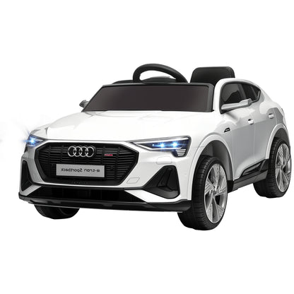 Electric Kids Car 12V Electric Vehicle Audi E-tron Electric Car with Remote Control, Safety Belt, Music (MP3/USB/TF), Kids Vehicle for Children 3-5 Years, 3-5 km/h, White