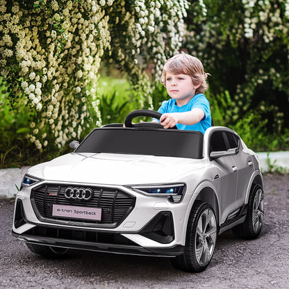 Electric Kids Car 12V Electric Vehicle Audi E-tron Electric Car with Remote Control, Safety Belt, Music (MP3/USB/TF), Kids Vehicle for Children 3-5 Years, 3-5 km/h, White