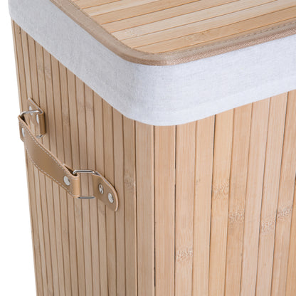 Slim Laundry Basket with Lid 72L Laundry Hamper with Handle, Removable Laundry Bag, Laundry Box for Laundry Room Bedroom Bathroom Natural