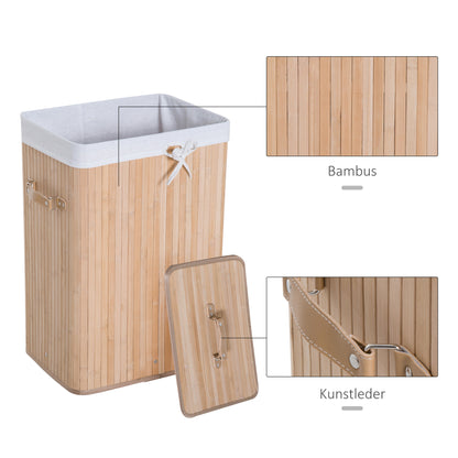 Slim Laundry Basket with Lid 72L Laundry Hamper with Handle, Removable Laundry Bag, Laundry Box for Laundry Room Bedroom Bathroom Natural