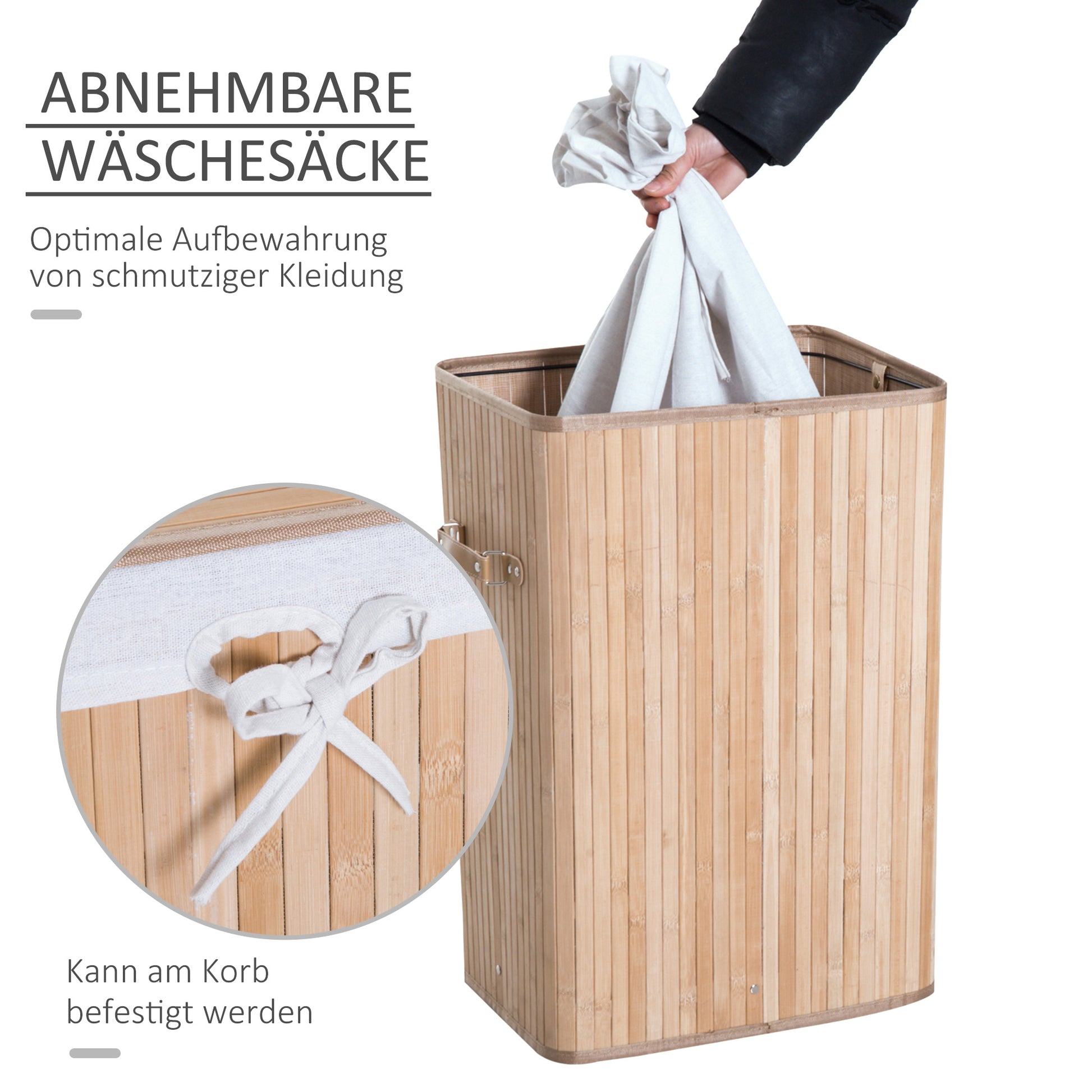 Slim Laundry Basket with Lid 72L Laundry Hamper with Handle, Removable Laundry Bag, Laundry Box for Laundry Room Bedroom Bathroom Natural