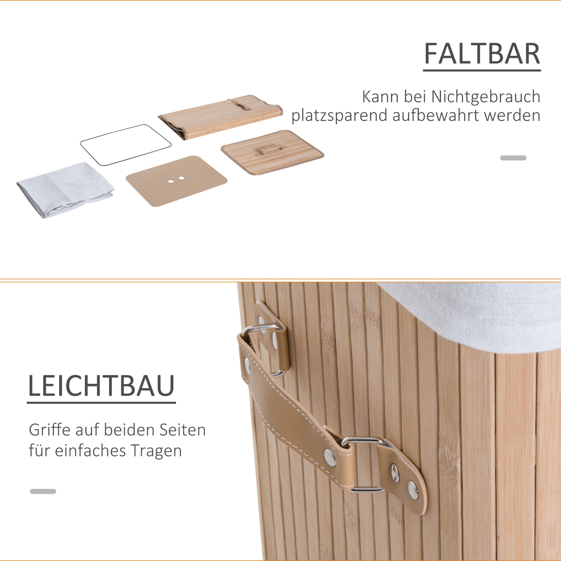 Slim Laundry Basket with Lid 72L Laundry Hamper with Handle, Removable Laundry Bag, Laundry Box for Laundry Room Bedroom Bathroom Natural