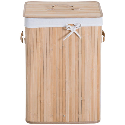 Slim Laundry Basket with Lid 72L Laundry Hamper with Handle, Removable Laundry Bag, Laundry Box for Laundry Room Bedroom Bathroom Natural