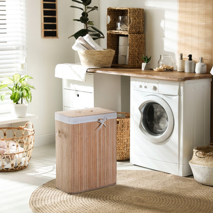 Slim Laundry Basket with Lid 72L Laundry Hamper with Handle, Removable Laundry Bag, Laundry Box for Laundry Room Bedroom Bathroom Natural