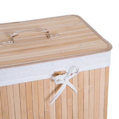 Slim Laundry Basket with Lid 72L Laundry Hamper with Handle, Removable Laundry Bag, Laundry Box for Laundry Room Bedroom Bathroom Natural