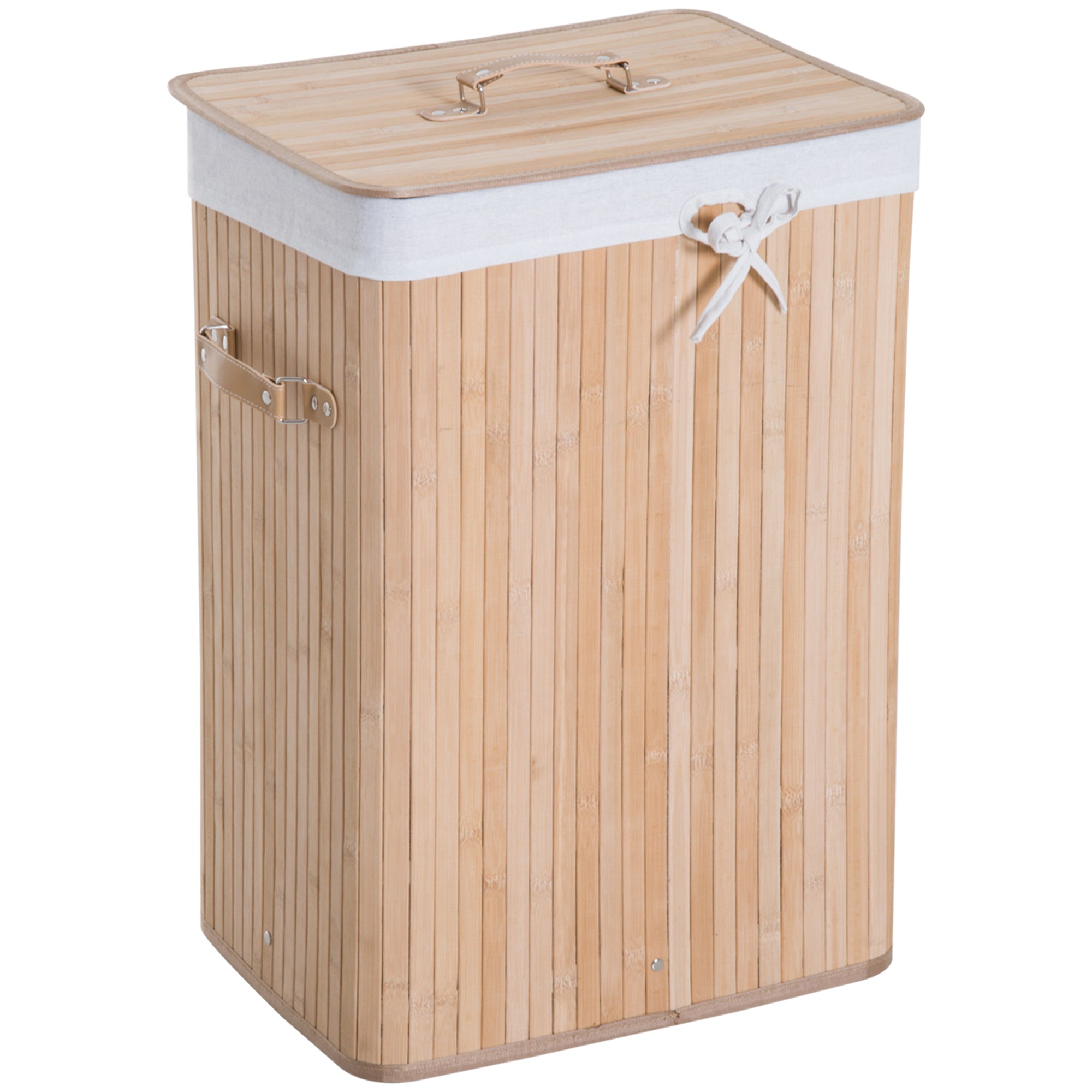 Slim Laundry Basket with Lid 72L Laundry Hamper with Handle, Removable Laundry Bag, Laundry Box for Laundry Room Bedroom Bathroom Natural