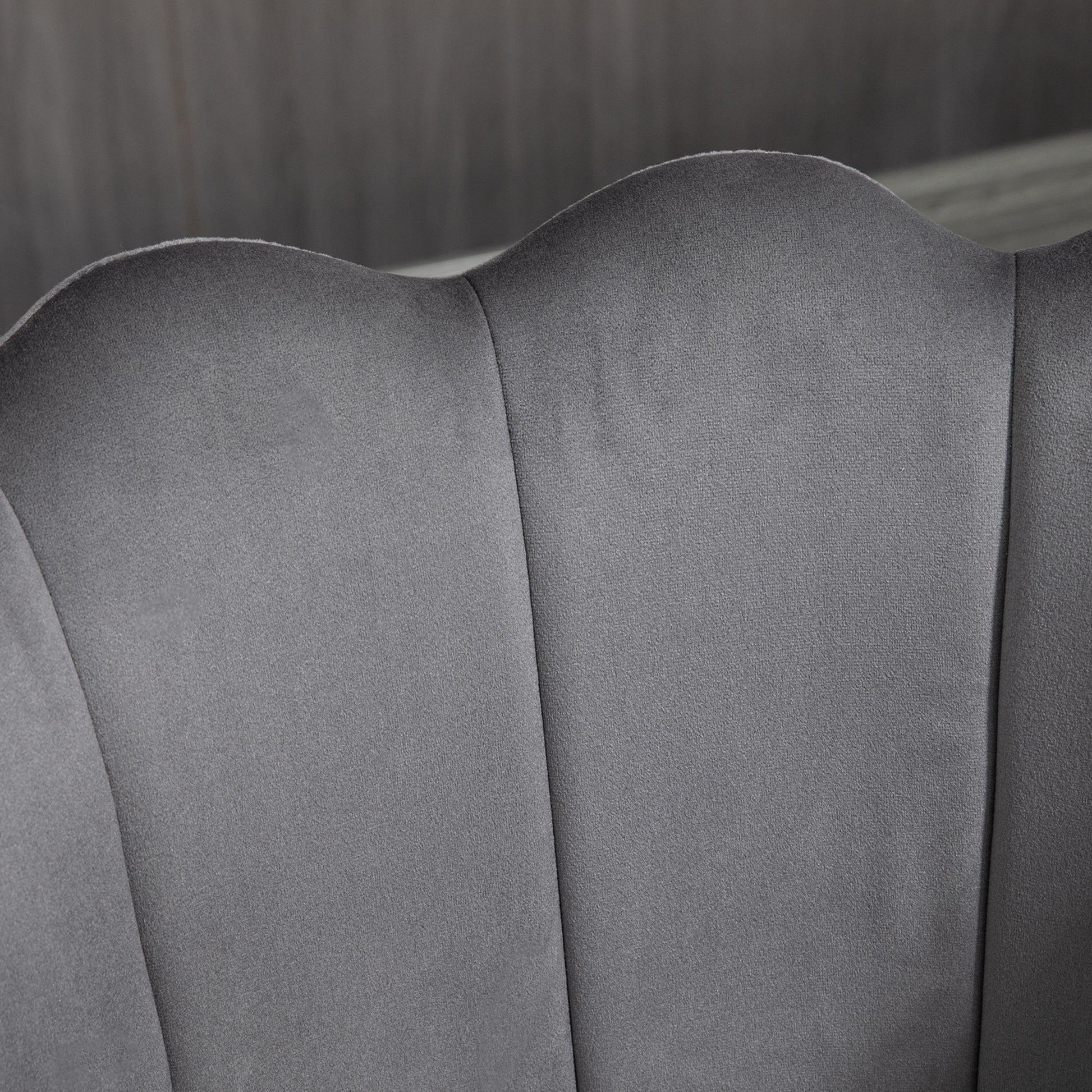 Set of 2 Velvet Bar Stools with Footrest and Steel Base, 59x52x90cm, Dark Gray