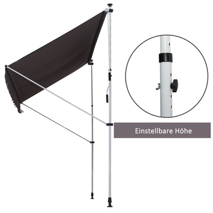 Clamp Awning with Hand Crank Adjustable Height Retractable Awning Dirt-Repellent, Weather-Resistant Balcony Awning 150cm Wide Patio Awning for Terrace Balcony Porch Gray