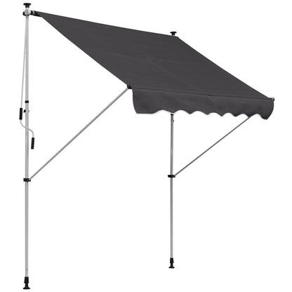 Clamp Awning with Hand Crank Adjustable Height Retractable Awning Dirt-Repellent, Weather-Resistant Balcony Awning 150cm Wide Patio Awning for Terrace Balcony Porch Gray