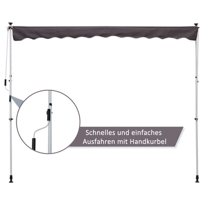 Clamp Awning with Hand Crank Adjustable Height Retractable Awning Dirt-Repellent, Weather-Resistant Balcony Awning 150cm Wide Patio Awning for Terrace Balcony Porch Gray