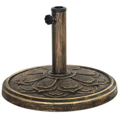 Round Umbrella Base Stand for Patio Umbrella Cement-filled Weight 12 kg for Garden Terrace Bronze