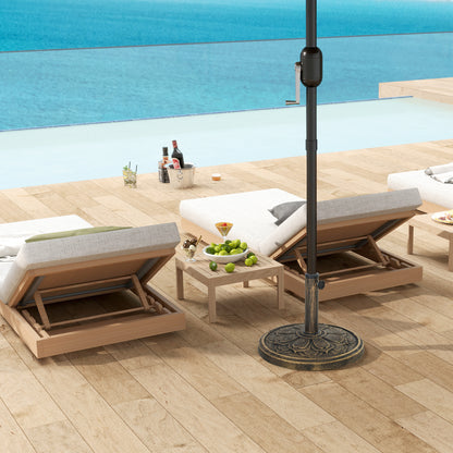 Round Umbrella Base Stand for Patio Umbrella Cement-filled Weight 12 kg for Garden Terrace Bronze