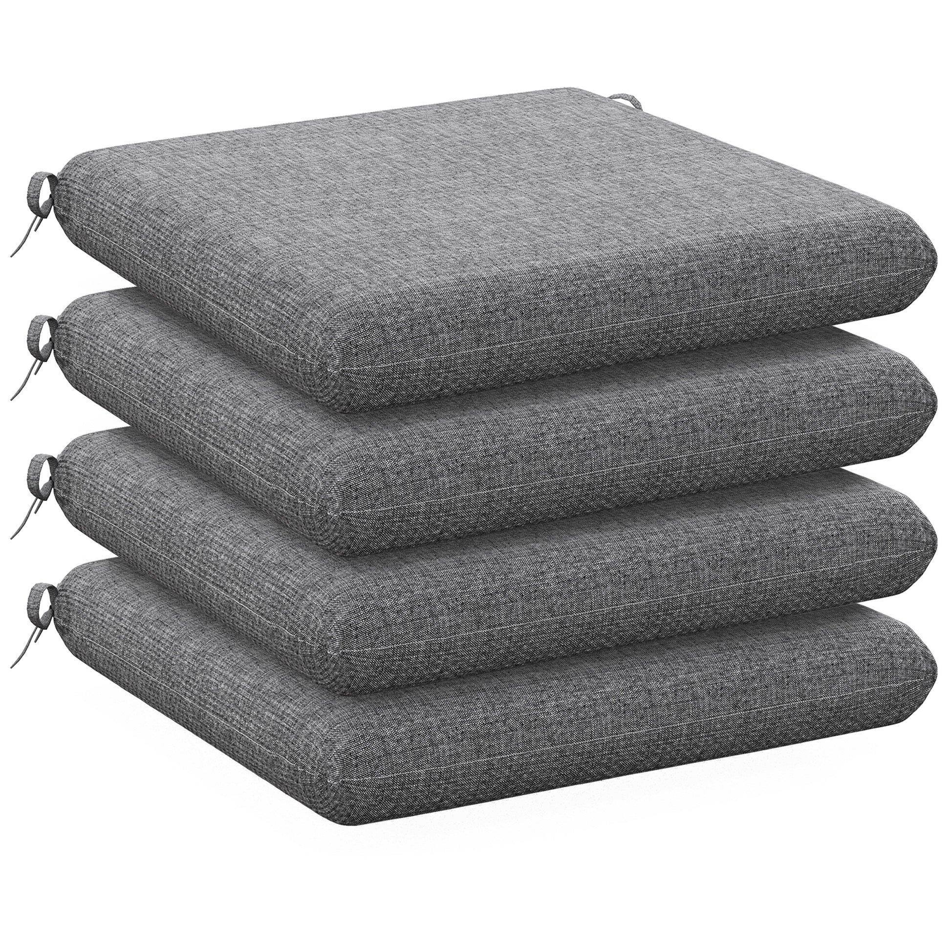 Set of Dining Chair Cushions 47x47x7 cm Set of 4 Pieces Waterproof and UV Protection Chair Cushions for Indoor and Outdoor Gray