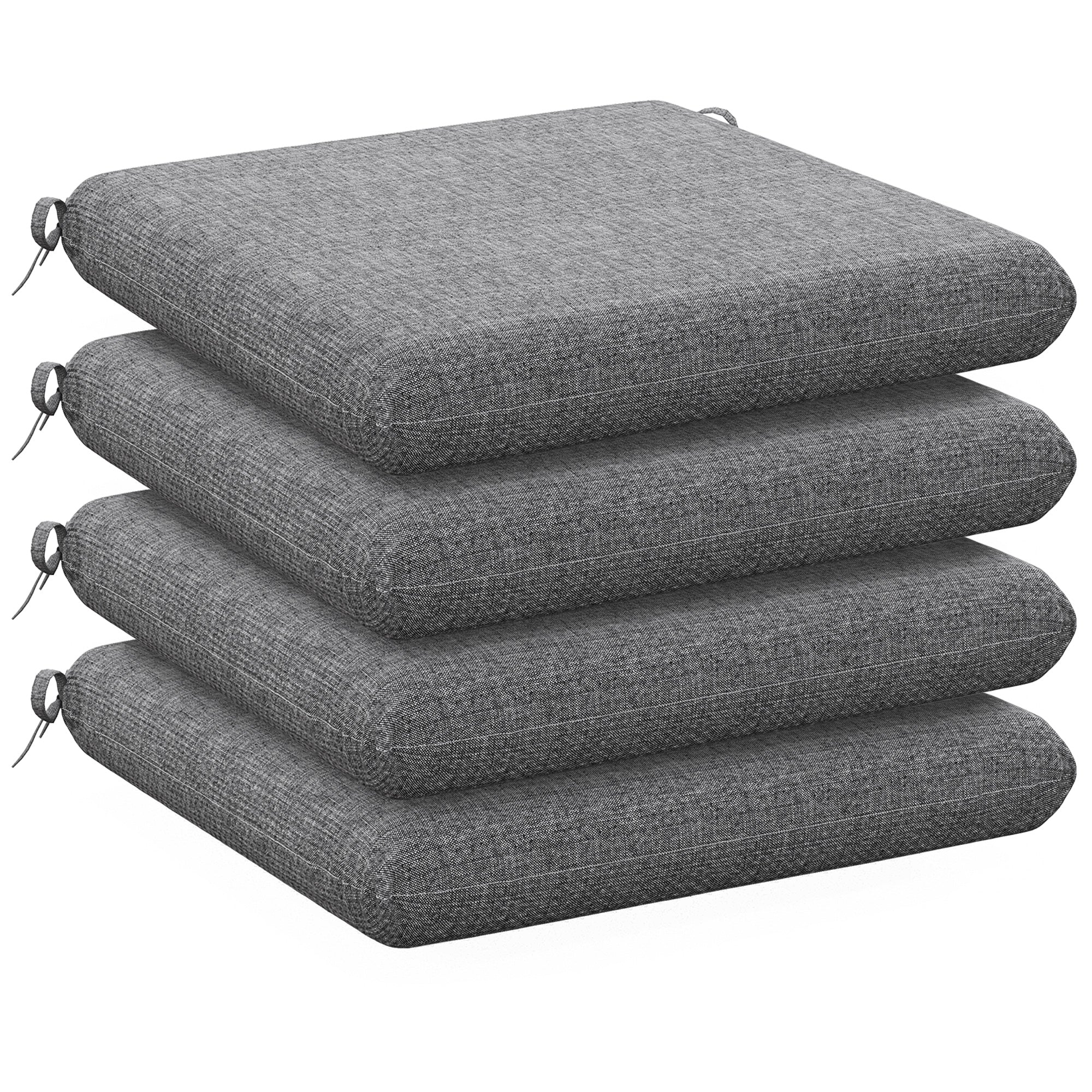 Set of Dining Chair Cushions 47x47x7 cm Set of 4 Pieces Waterproof and UV Protection Chair Cushions for Indoor and Outdoor Gray