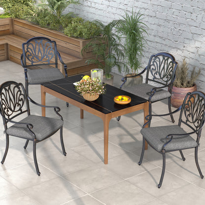 Set of Dining Chair Cushions 47x47x7 cm Set of 4 Pieces Waterproof and UV Protection Chair Cushions for Indoor and Outdoor Gray