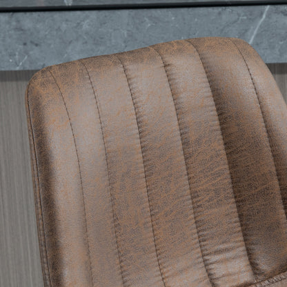 Set of 2 Bar Stools, Upholstered Bar Chairs with Metal Frame, Backrest, Height Adjustable Kitchen Chairs with Footrest, 360° Swivel, Counter Stools for Kitchen, Living Room, Dining Room, Microfiber Fabric, Brown