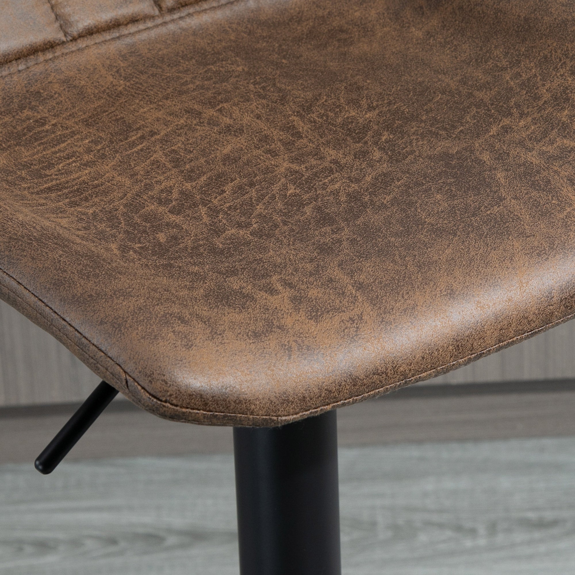 Set of 2 Bar Stools, Upholstered Bar Chairs with Metal Frame, Backrest, Height Adjustable Kitchen Chairs with Footrest, 360° Swivel, Counter Stools for Kitchen, Living Room, Dining Room, Microfiber Fabric, Brown