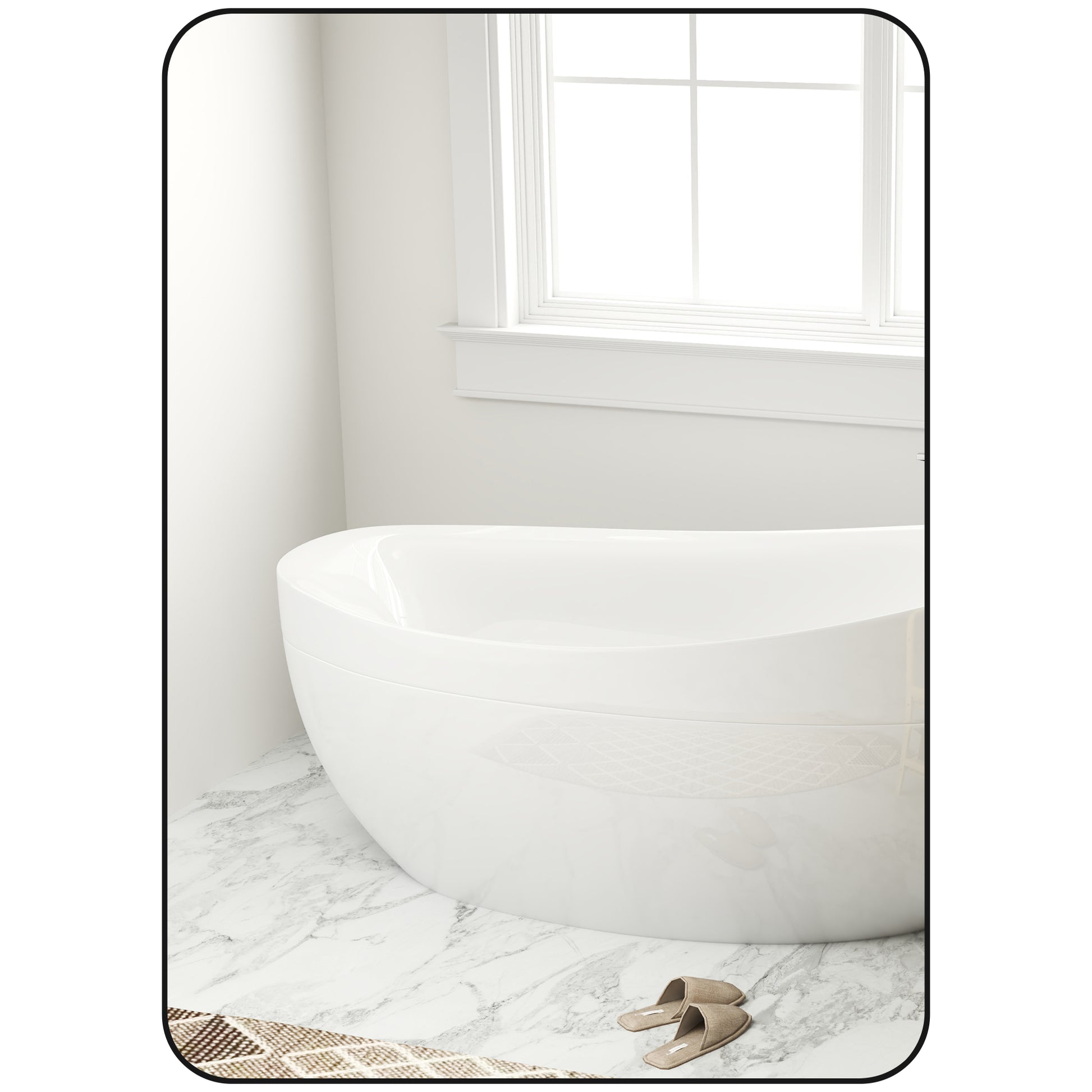 Wall Mirror, Rectangular Bathroom Mirror, 50 x 70 cm, with Black Aluminum Alloy Frame, for Bathroom, Bedroom, Living Room, Entryway