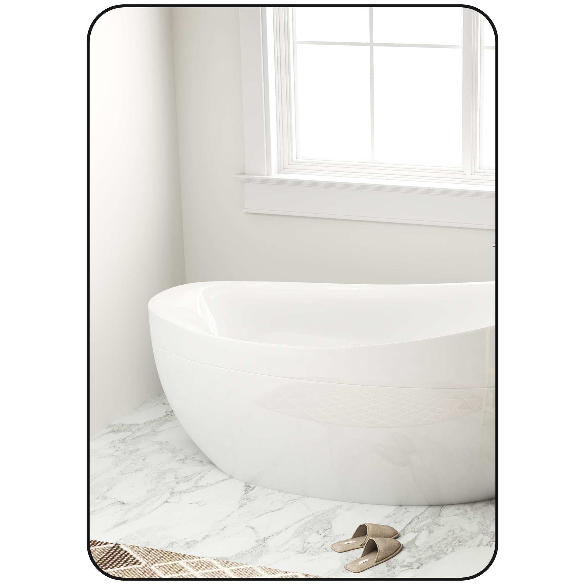 Wall Mirror, Rectangular Bathroom Mirror, 50 x 70 cm, with Black Aluminum Alloy Frame, for Bathroom, Bedroom, Living Room, Entryway