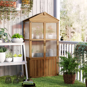 Wooden Garden Shelter, Wooden Garden Cabinet with Acrylic Panels, Asphalt Roof, and Removable Shelves, Tool Shed with Double Doors, 94 x 55 x 178 cm, Natural