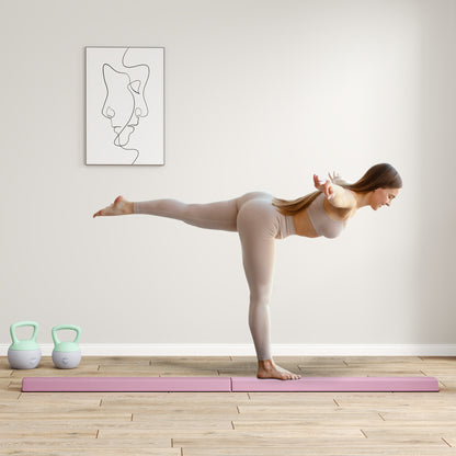 SPORTNOW 236 cm Folding Balance Beam, Portable Gymnastics Beam, Non-Slip Balance Beam, Gymnastics and Balance Beam for Children 3 Years and Up, Indoor & Outdoor, Pink