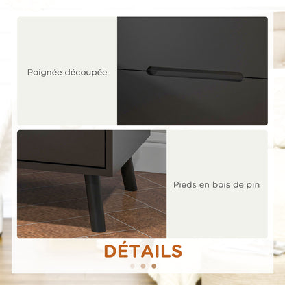 Bedside Table Nightstand with 2 Drawers, Modern Style for Bedroom, Living Room, 50 x 40 x 50.5 cm, Black