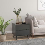 Bedside Table Nightstand with 2 Drawers, Modern Style for Bedroom, Living Room, 50 x 40 x 50.5 cm, Black