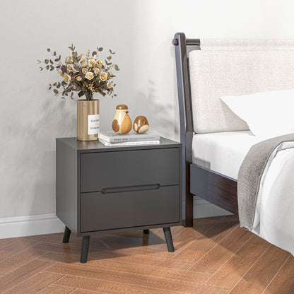 Bedside Table Nightstand with 2 Drawers, Modern Style for Bedroom, Living Room, 50 x 40 x 50.5 cm, Black