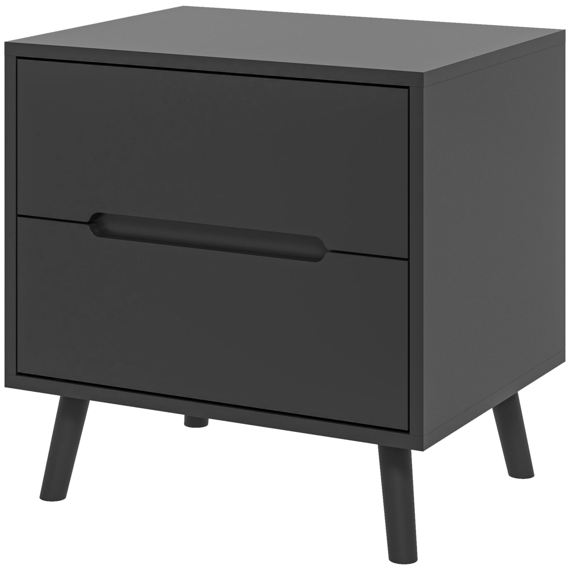 Bedside Table Nightstand with 2 Drawers, Modern Style for Bedroom, Living Room, 50 x 40 x 50.5 cm, Black