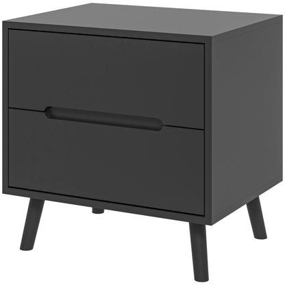 Bedside Table Nightstand with 2 Drawers, Modern Style for Bedroom, Living Room, 50 x 40 x 50.5 cm, Black