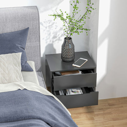 Bedside Table Nightstand with 2 Drawers, Modern Style for Bedroom, Living Room, 50 x 40 x 50.5 cm, Black