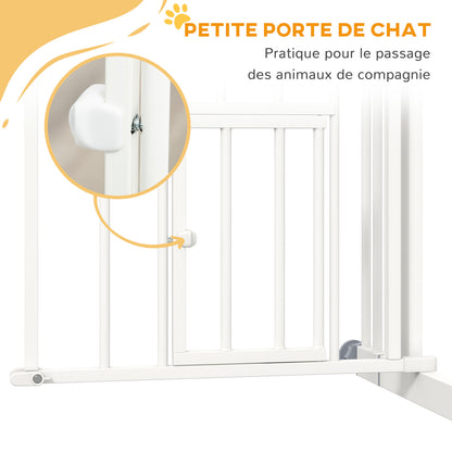 Dog Safety Gate, Pressure-Mounted Stair Gate, No Drill Installation, Auto-Close Door, Double Locking System, 74 to 80 cm, Steel, White