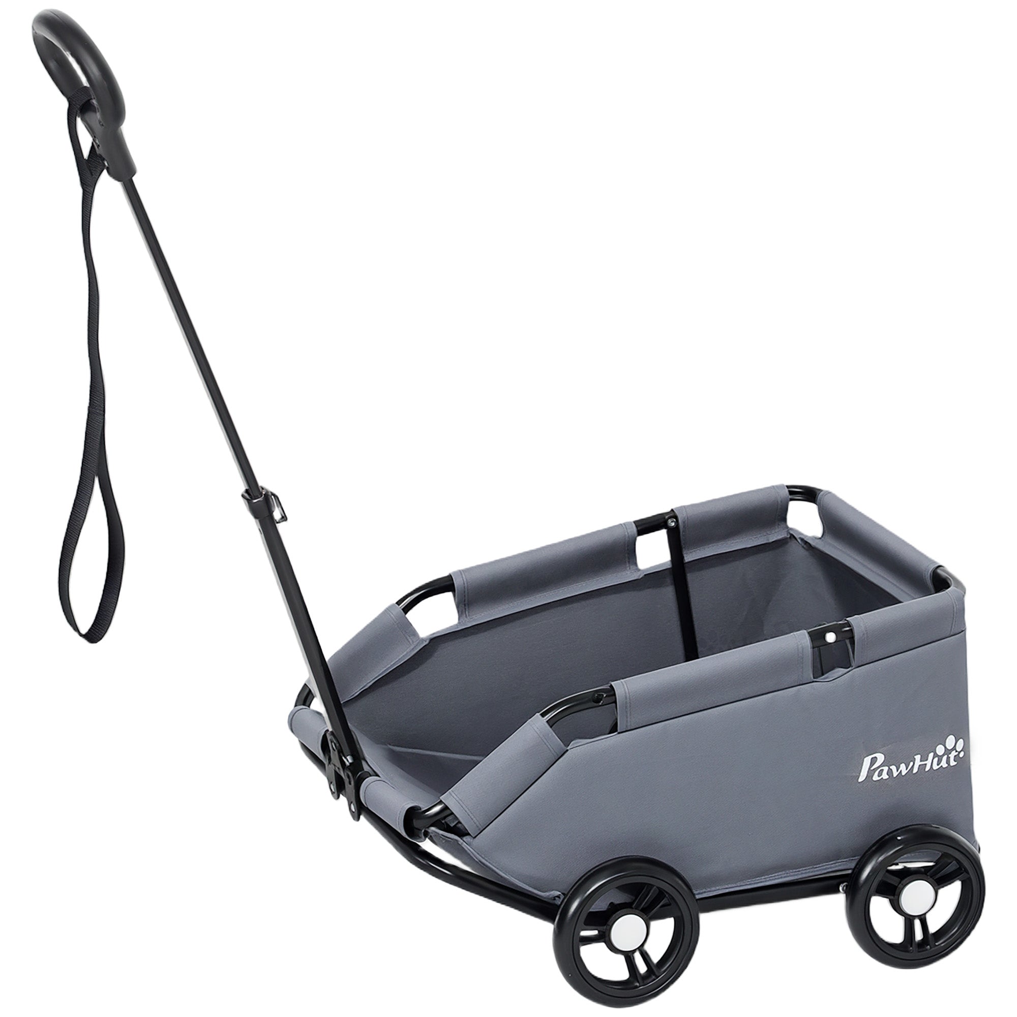 Dog Stroller, 4-Wheel Foldable Dog Stroller with Adjustable Handlebar, Storage Bag, Washable Cushion, for Small Dogs up to 4 kg, Gray