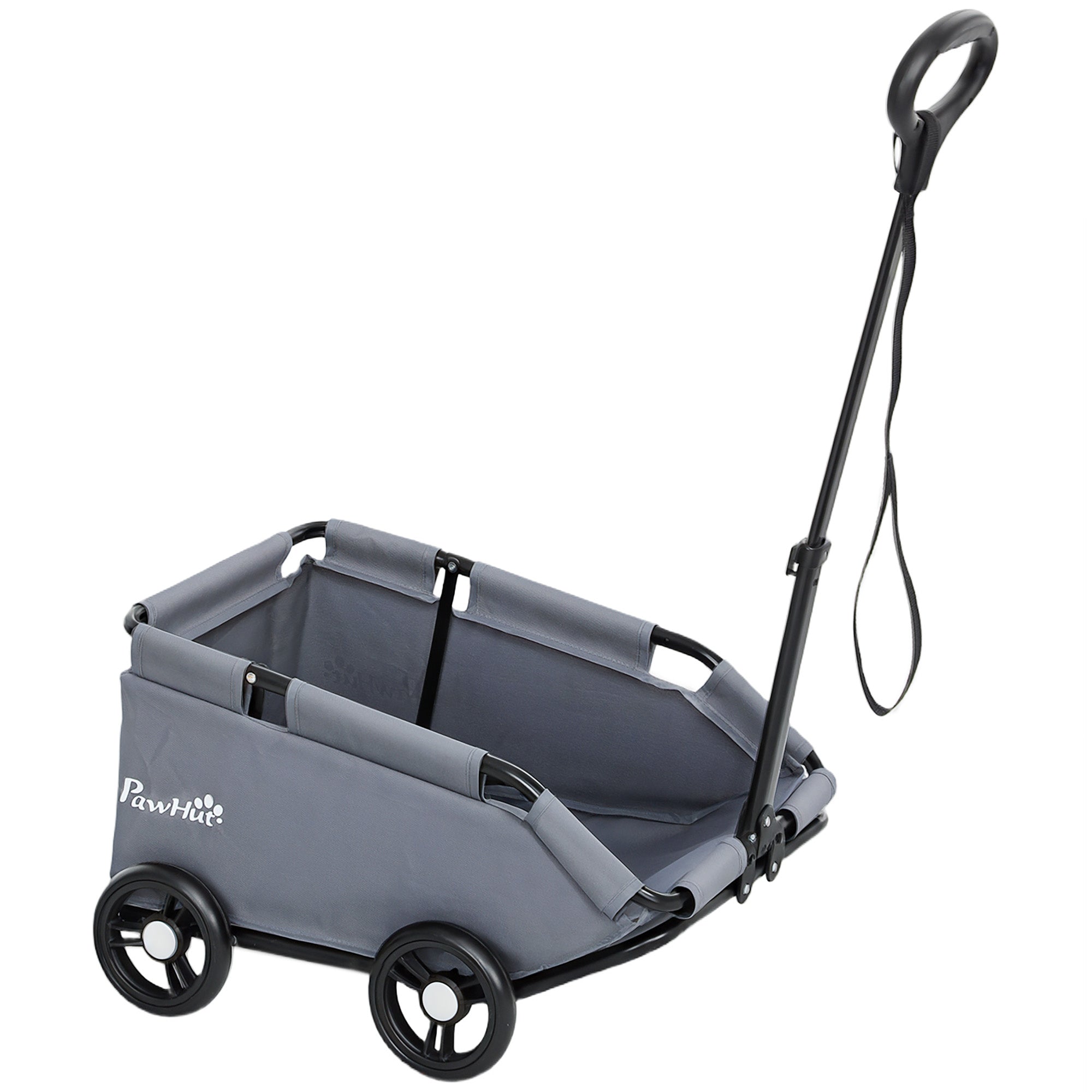 Dog Stroller, 4-Wheel Foldable Dog Stroller with Adjustable Handlebar, Storage Bag, Washable Cushion, for Small Dogs up to 4 kg, Gray
