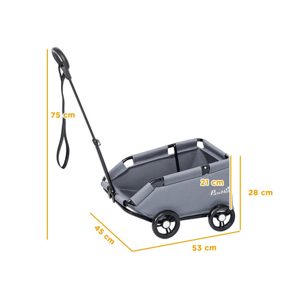 Dog Stroller, 4-Wheel Foldable Dog Stroller with Adjustable Handlebar, Storage Bag, Washable Cushion, for Small Dogs up to 4 kg, Gray