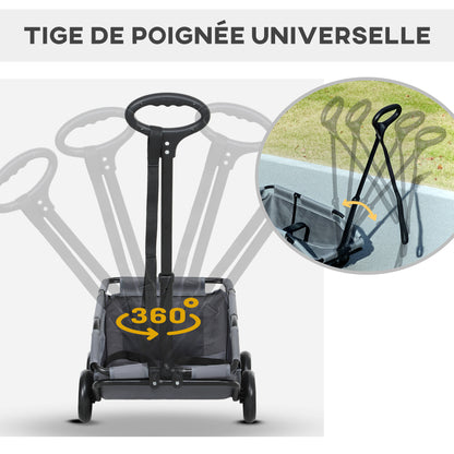 Dog Stroller, 4-Wheel Foldable Dog Stroller with Adjustable Handlebar, Storage Bag, Washable Cushion, for Small Dogs up to 4 kg, Gray