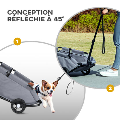 Dog Stroller, 4-Wheel Foldable Dog Stroller with Adjustable Handlebar, Storage Bag, Washable Cushion, for Small Dogs up to 4 kg, Gray