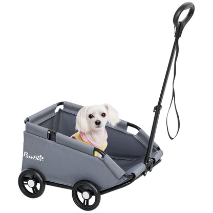 Dog Stroller, 4-Wheel Foldable Dog Stroller with Adjustable Handlebar, Storage Bag, Washable Cushion, for Small Dogs up to 4 kg, Gray