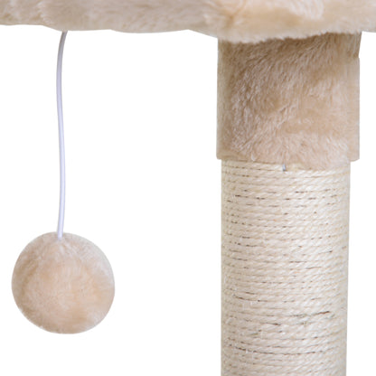 Cat Scratching Tree Activity Center Platform House Sisal Posts Hammock Ball 50x36x70 cm Beige