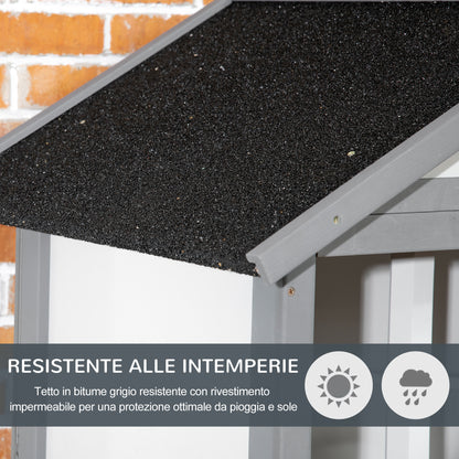 Outdoor Bird Aviary in Light Gray Fir Wood, 3 Openings with Lock, 4 Perches, and Removable Tray, 80.5x57x153cm