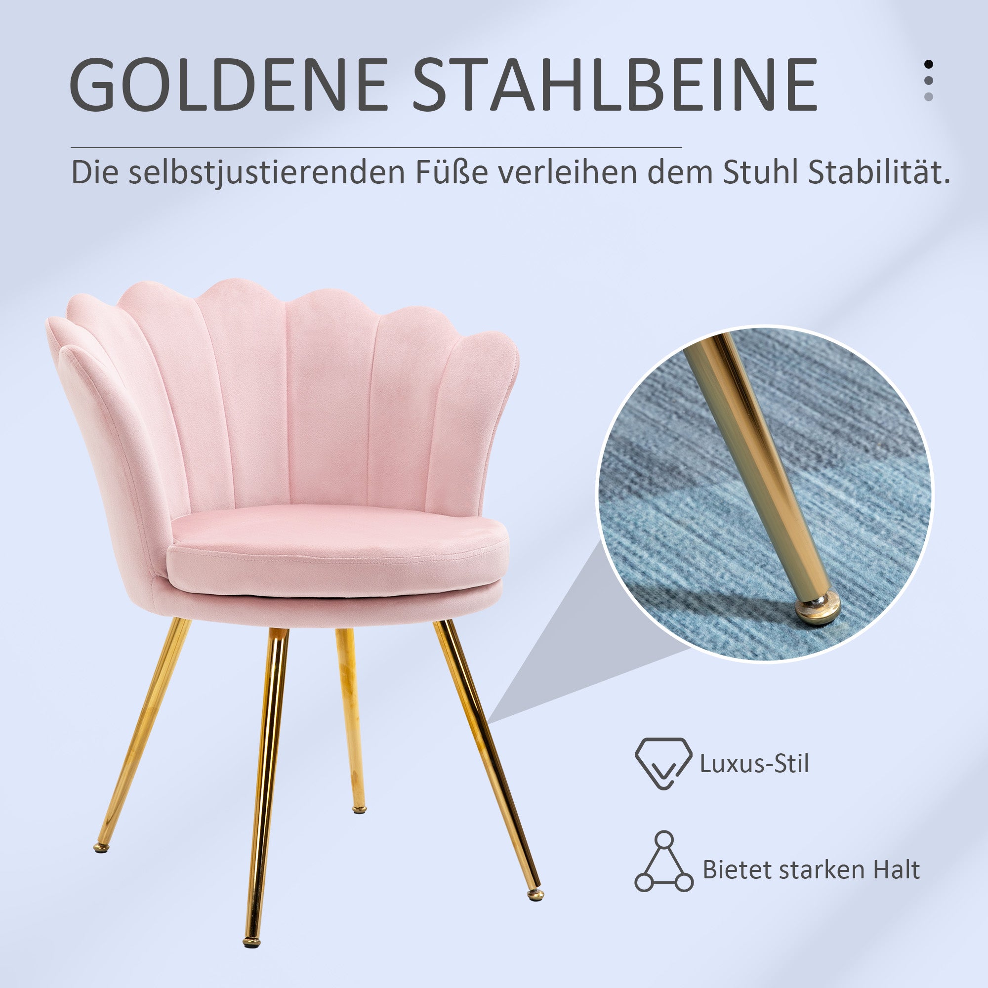 Armchair Living Room Lounge Chair with Lotus-shaped Design Upholstered Chair with Metal Legs, Velvet Look, Single Chair for Bedroom, Pink